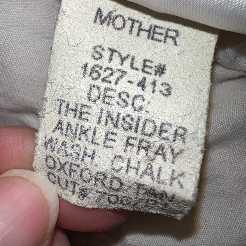 MOTHER The Insider Ankle Fray Jeans Size 31 Chalk It Up Raw Hem Jeans Denim Tan - Picture 11 of 12